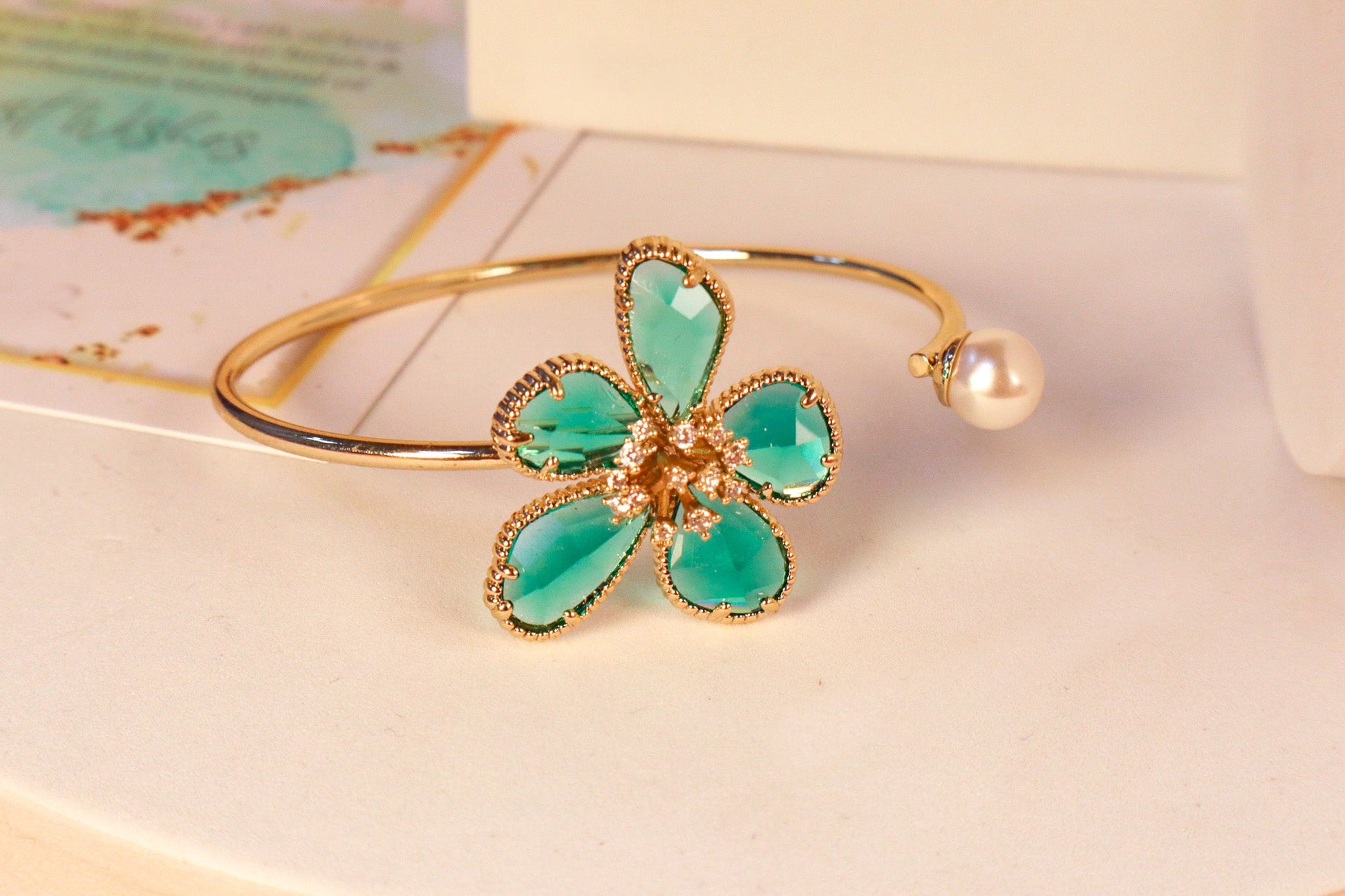 Blue Orchids Pearl Bracelet