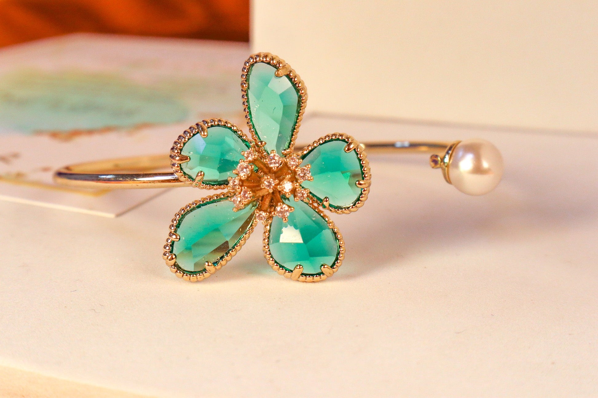 Blue Orchids Pearl Bracelet