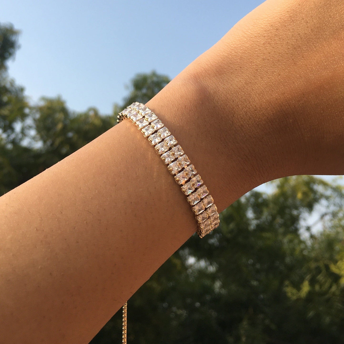 Stacked Diamond Tennis Bracelet- Gold