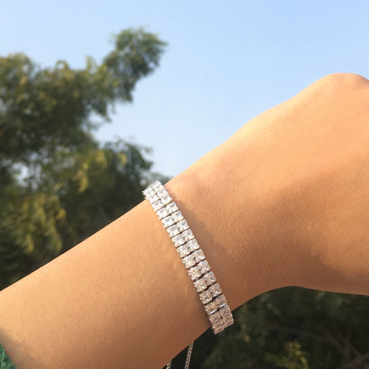 Stacked Diamond Tennis Bracelet - Silver