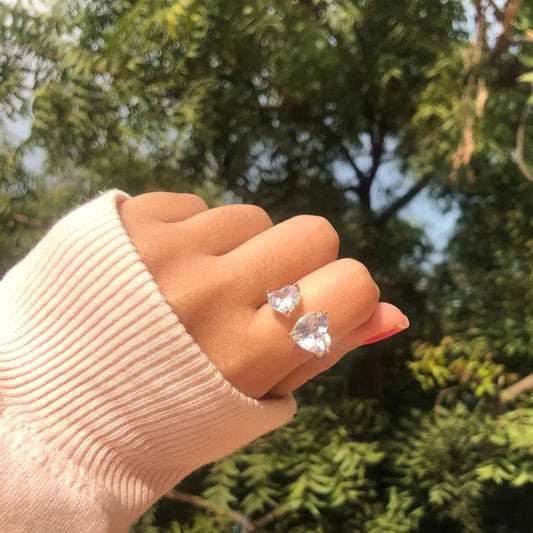 Double Heart Kylie Love Ring - Gold | Salty