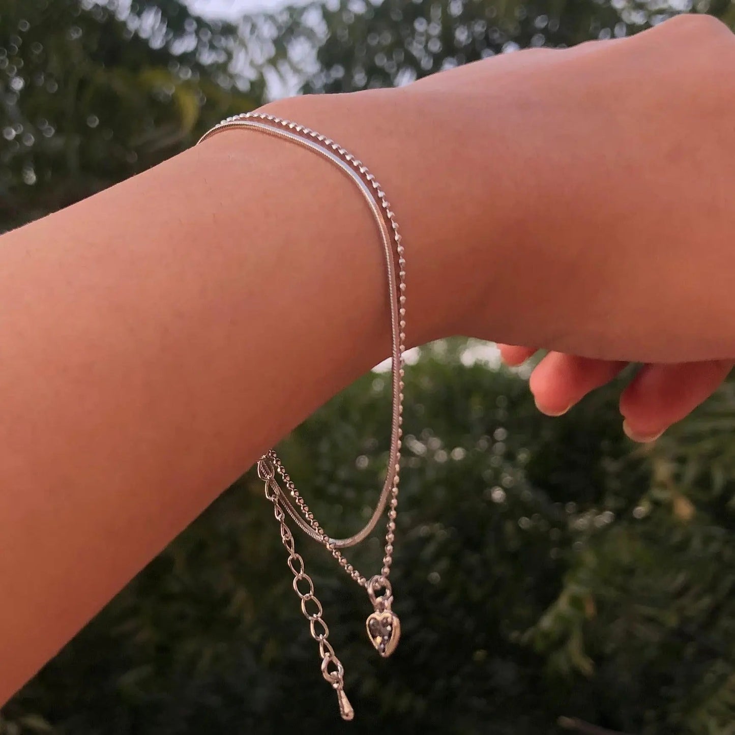 Double Chain Love Bracelet - Black