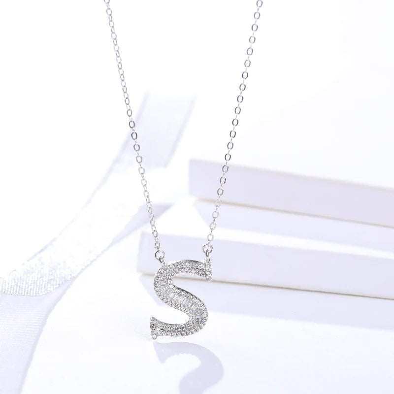 Initial Alphabet Letter Zirconia Necklace