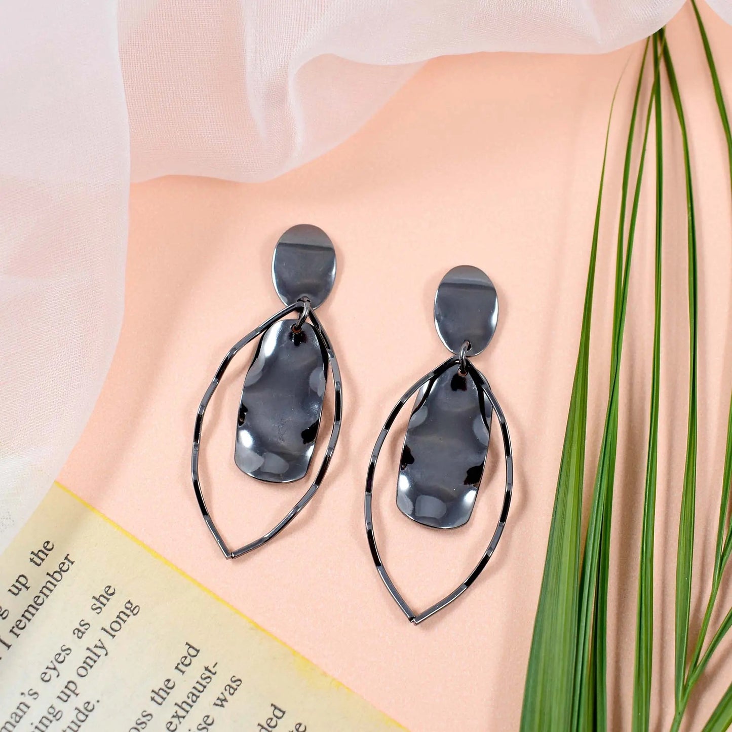 Irregular Leaf Polished Drop Earrings Silver
