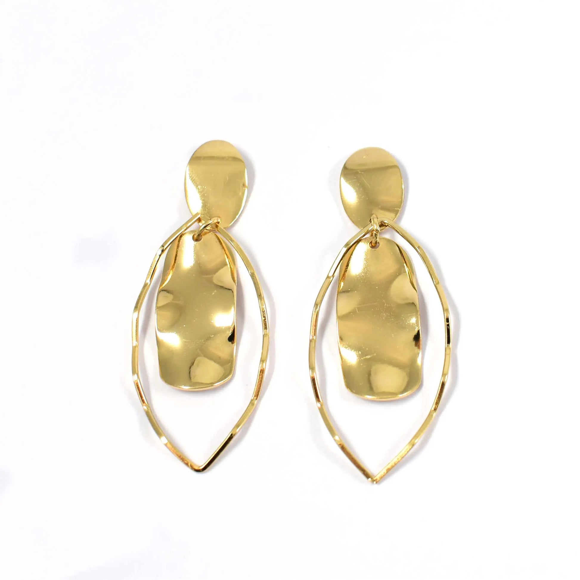 Irregular Leaf Polished Drop Earrings Silver