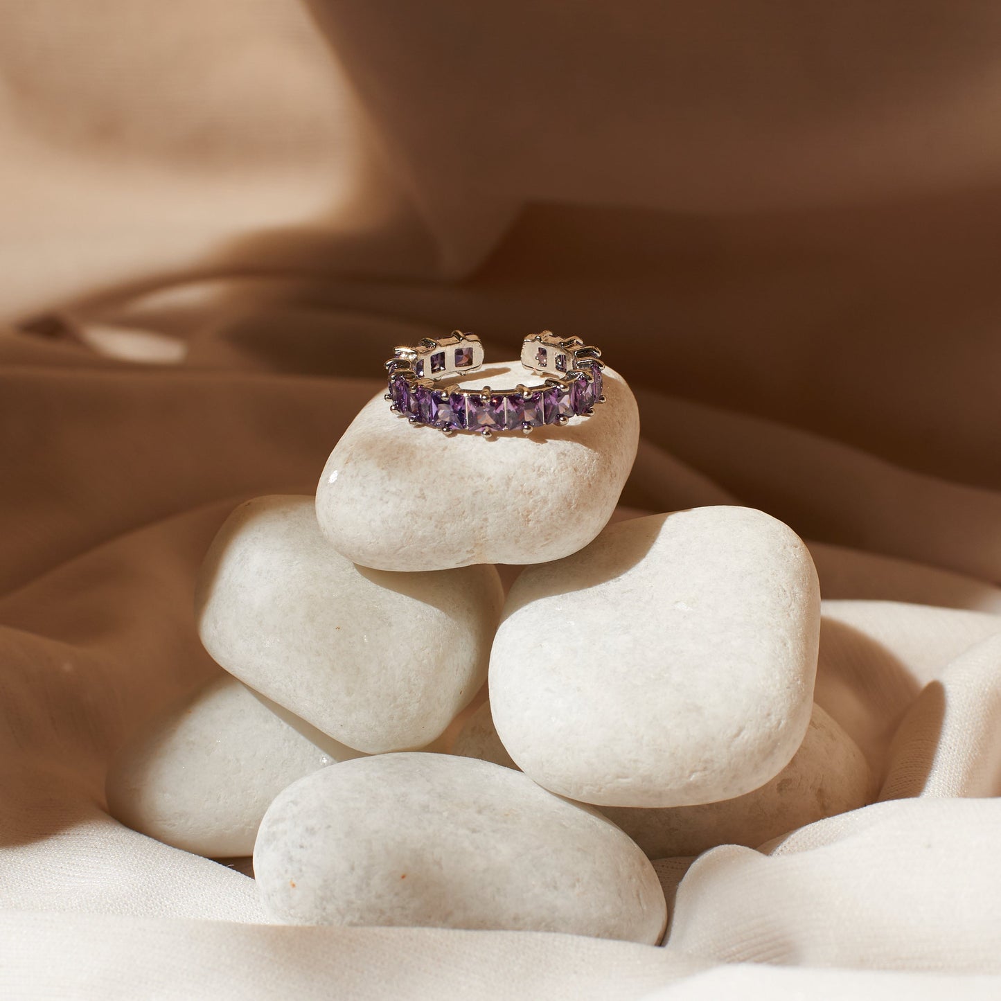 Lavender square series gold tennis ring Salty
