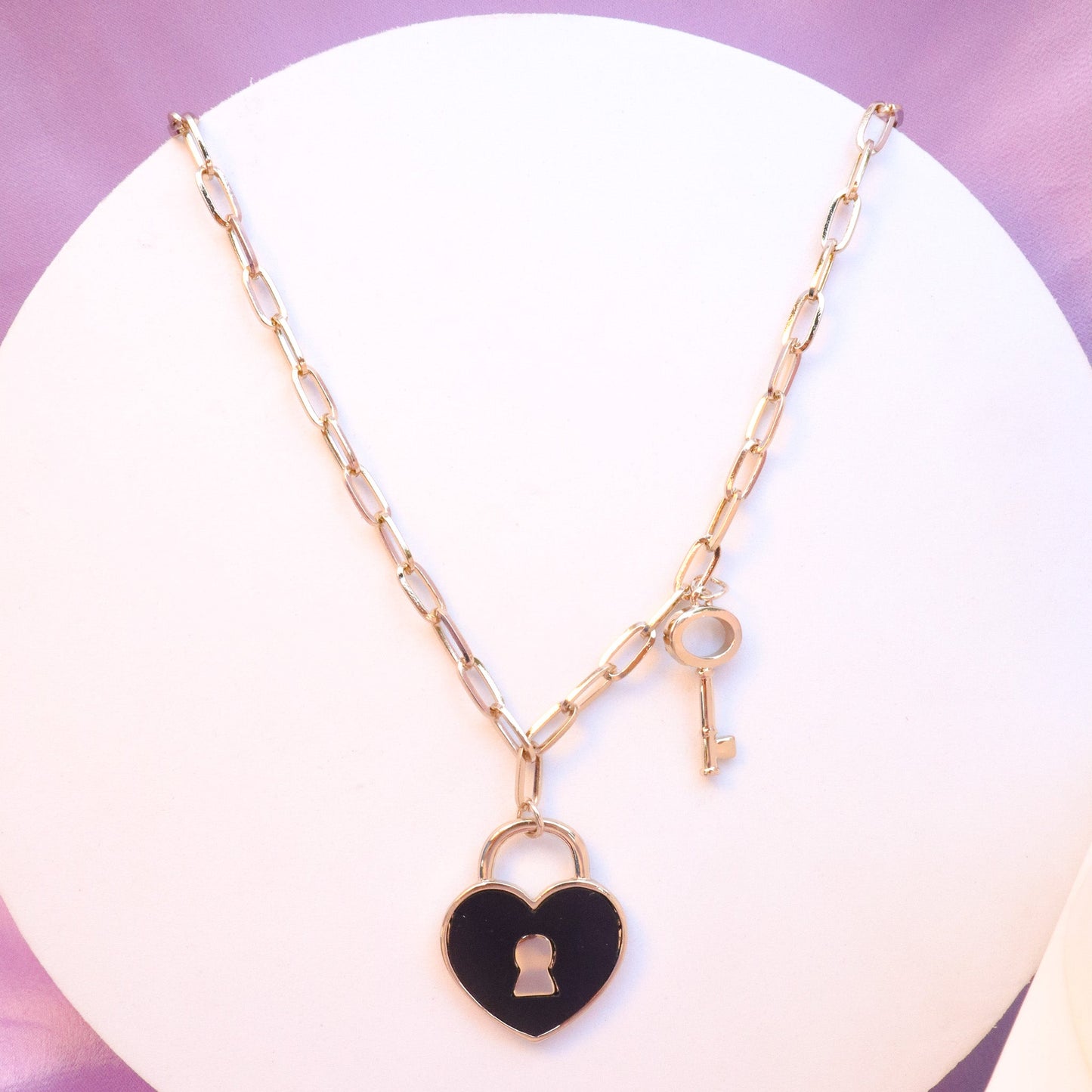 Lock And Key Black Necklace