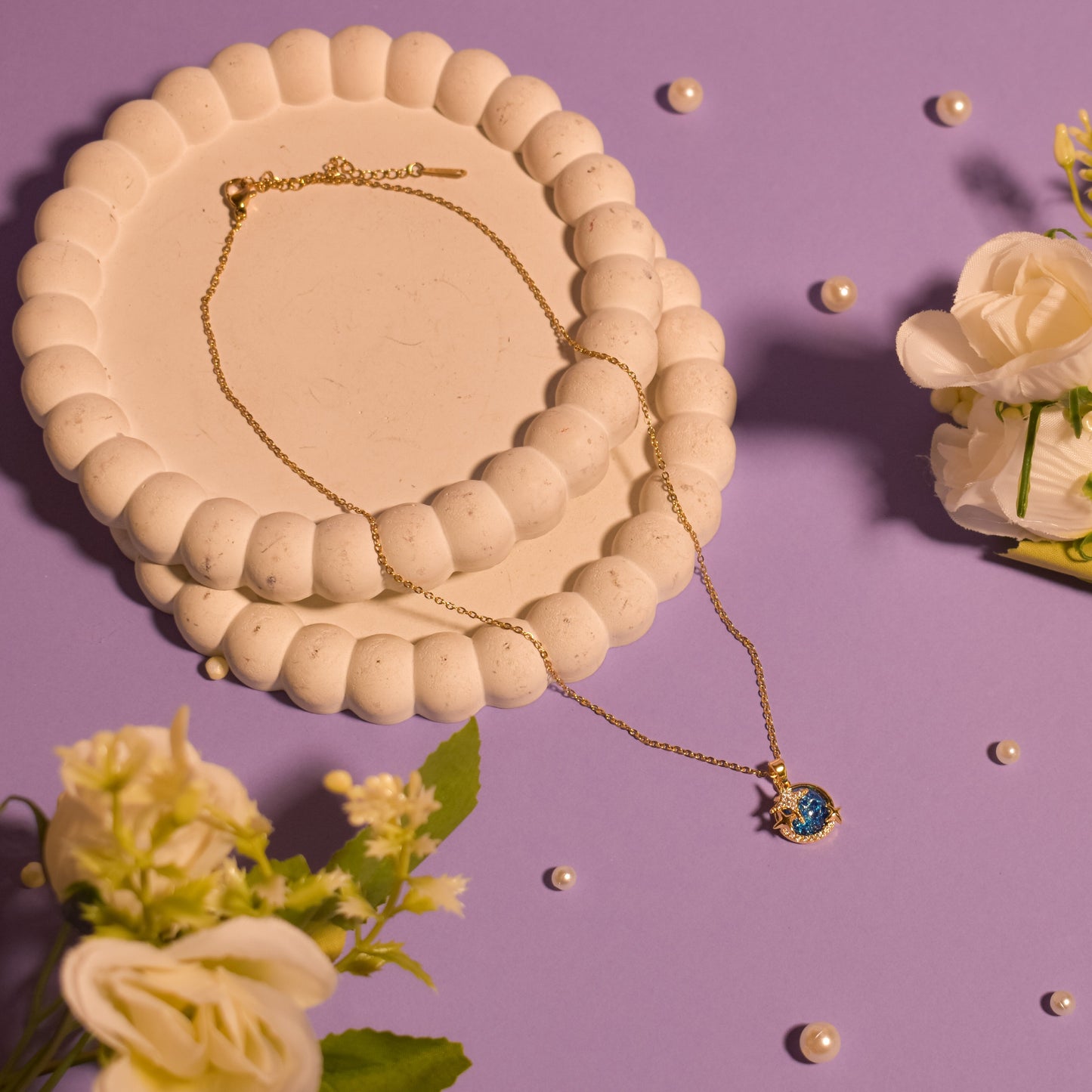 Lotus Blossom Golden Necklace Salty