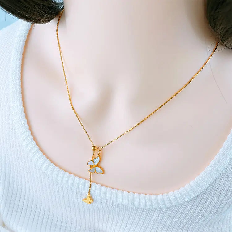 Lustrous Golden Butterfly Necklace Salty