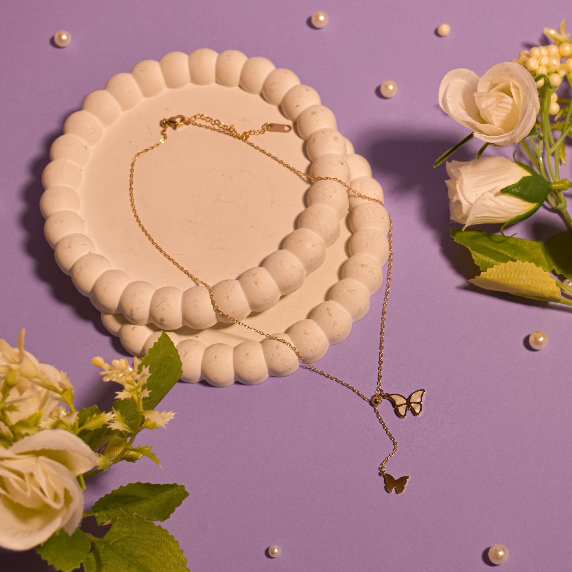 Lustrous Golden Butterfly Necklace Salty