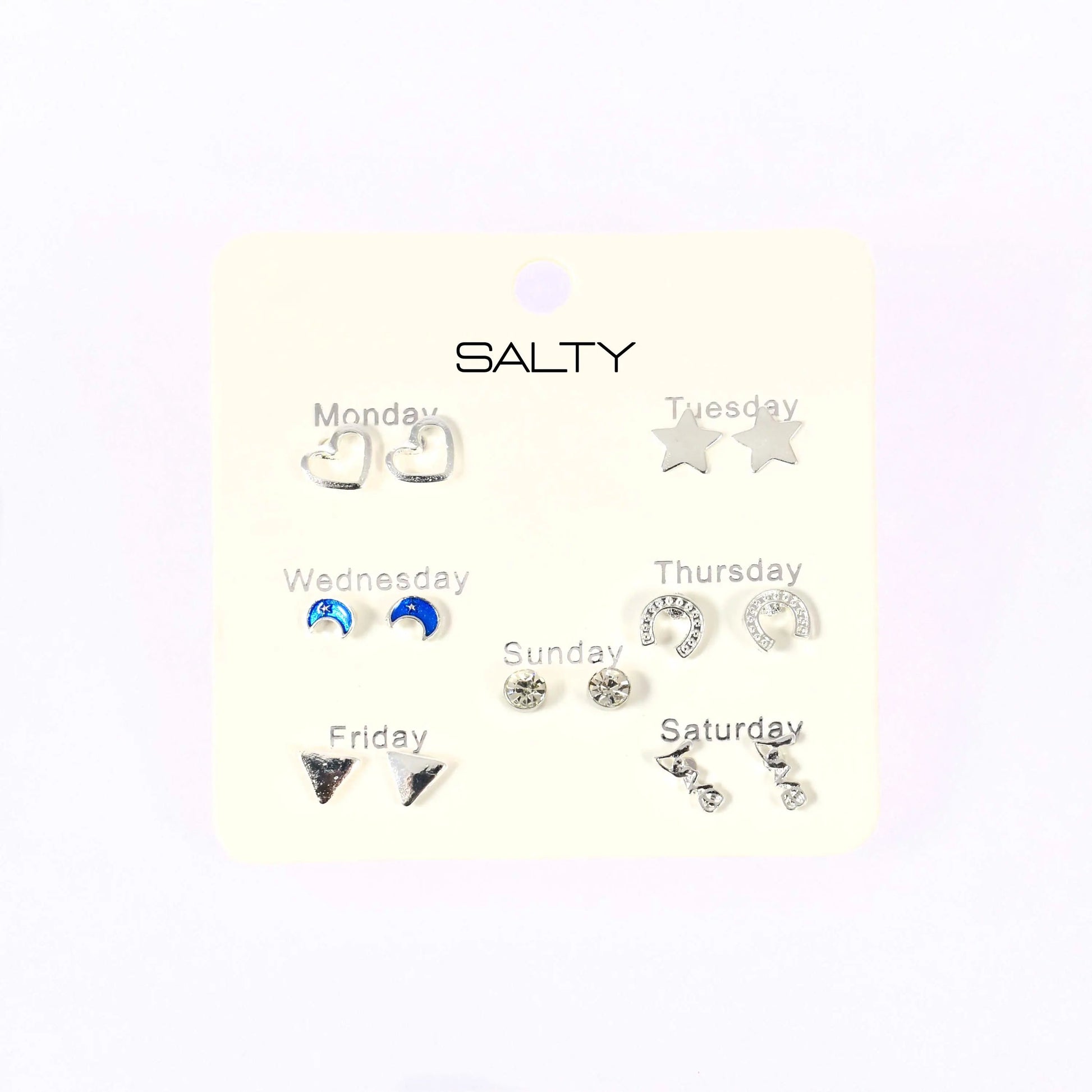 "Midnight" Weekly 7 Stud Earrings Set