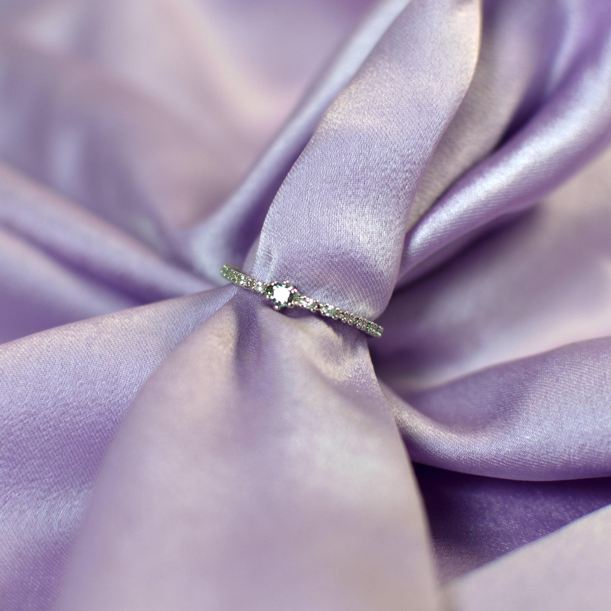 Minimal Silver Diamond Studed Ring Salty