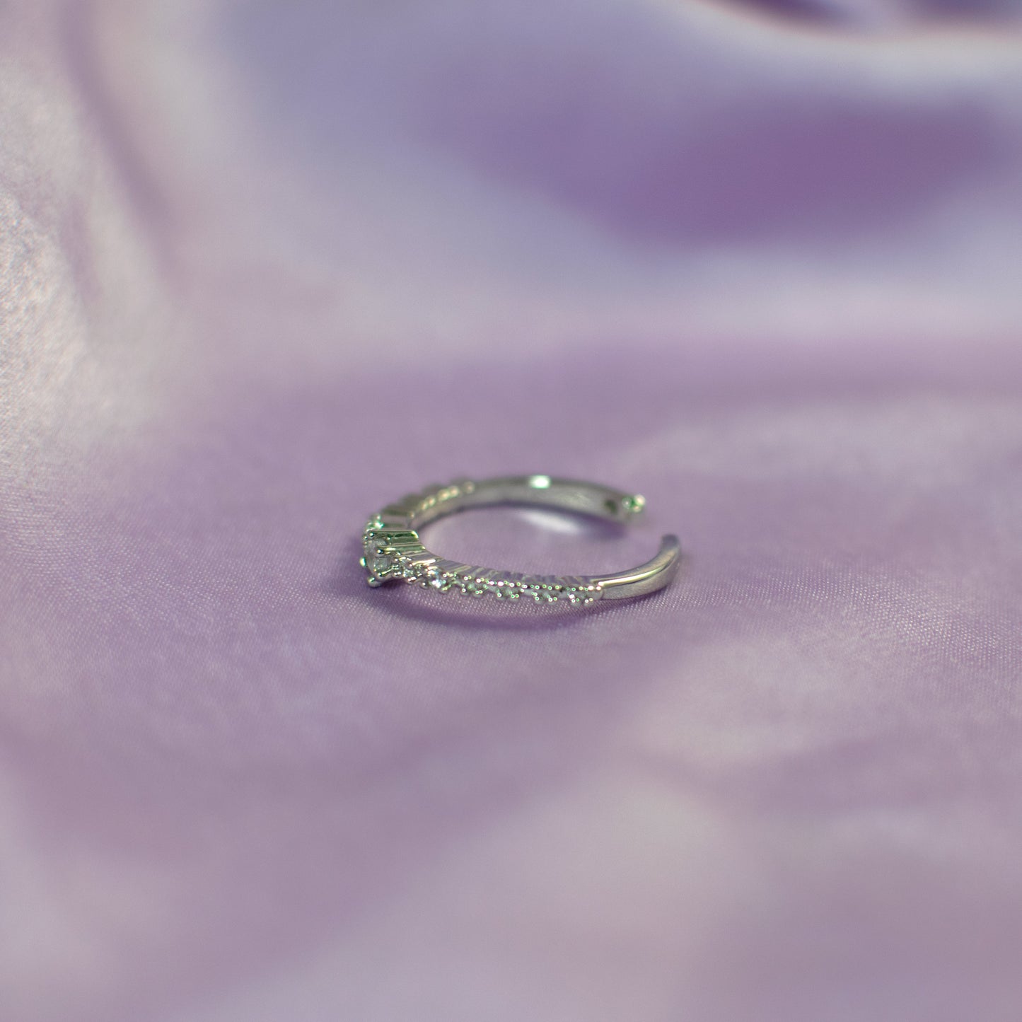 Minimal Silver Diamond Studed Ring Salty
