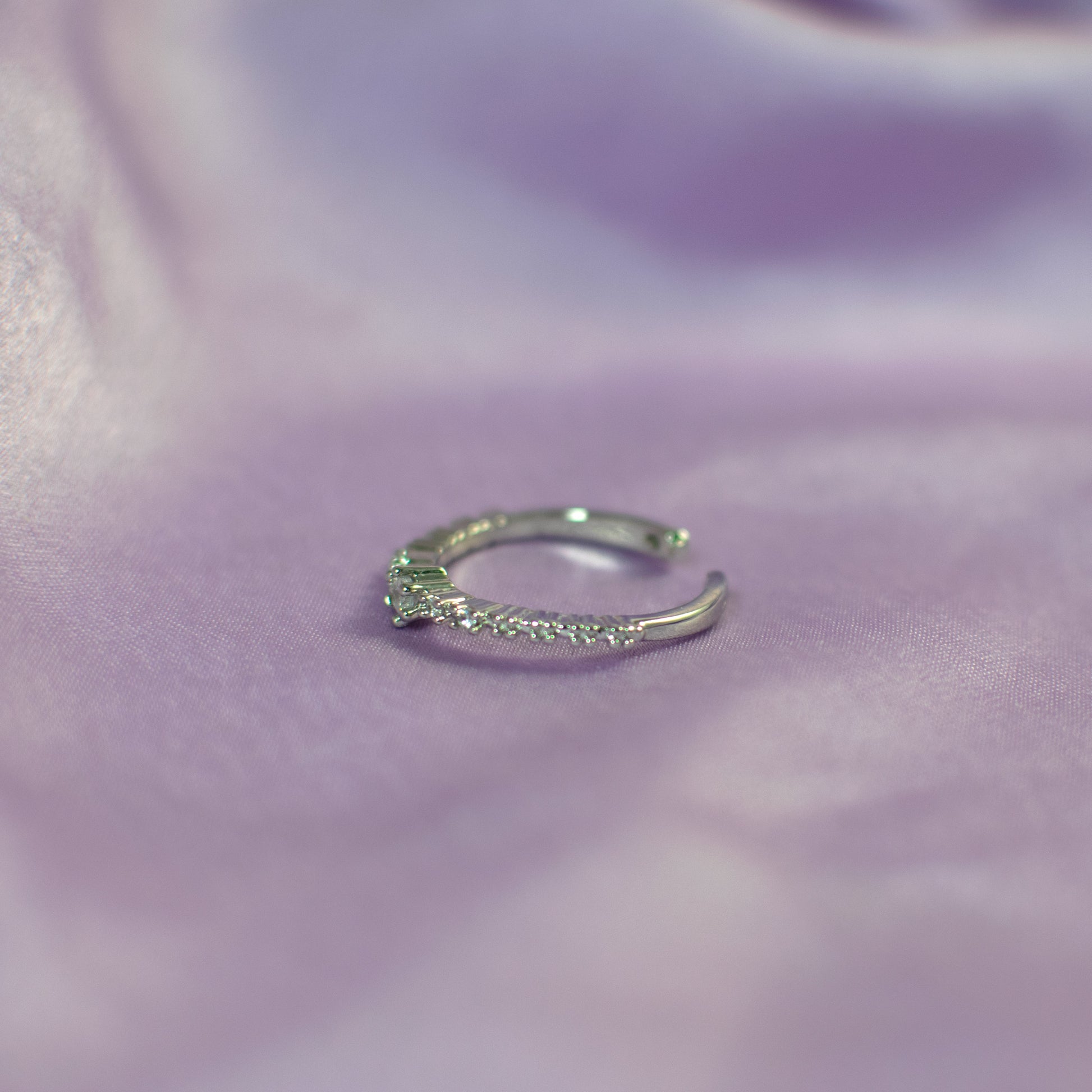 Minimal Silver Diamond Studed Ring Salty