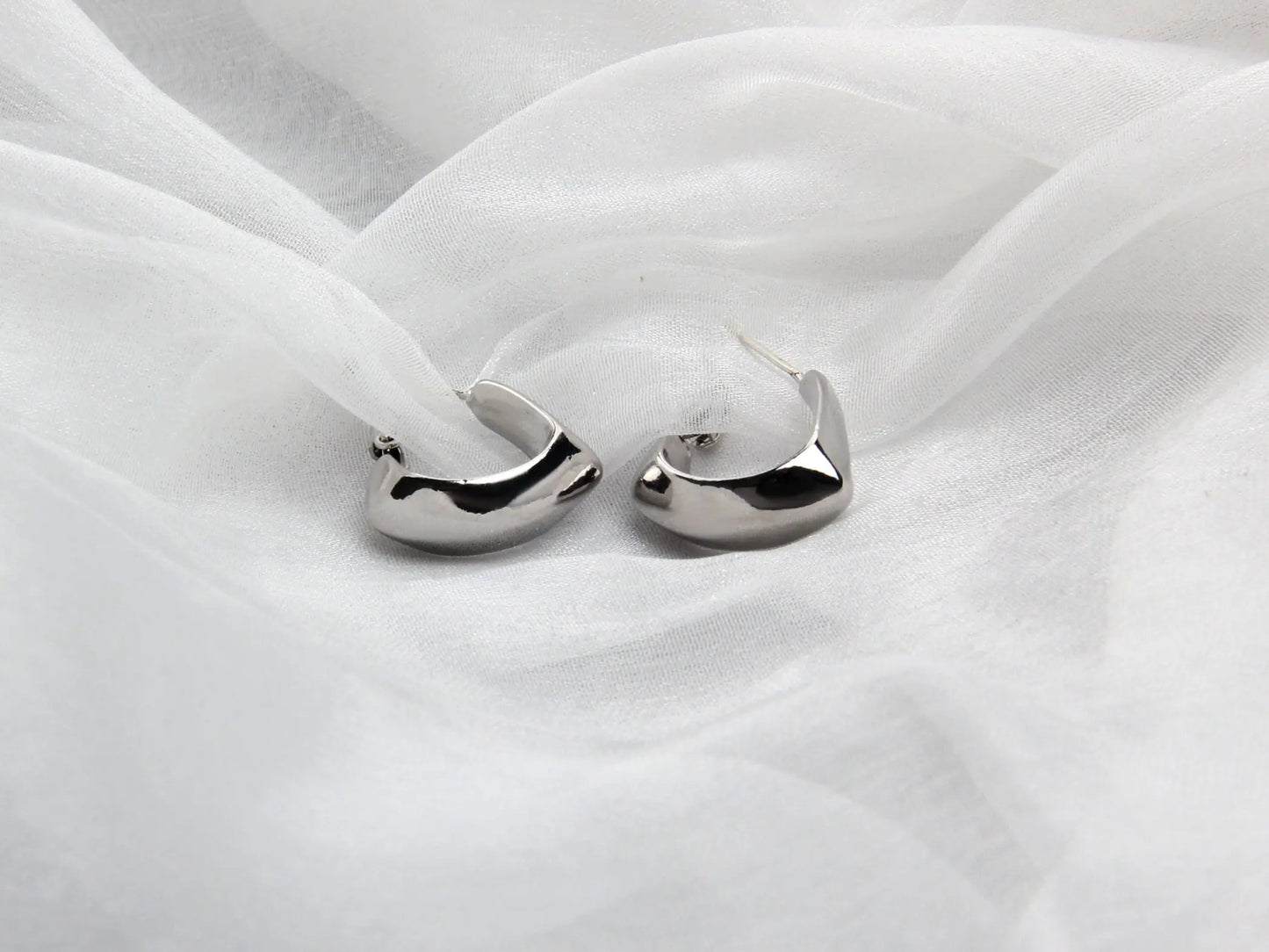 Minimalist Stainless Steel Waterdrop Square Hoop Earrings - Silver