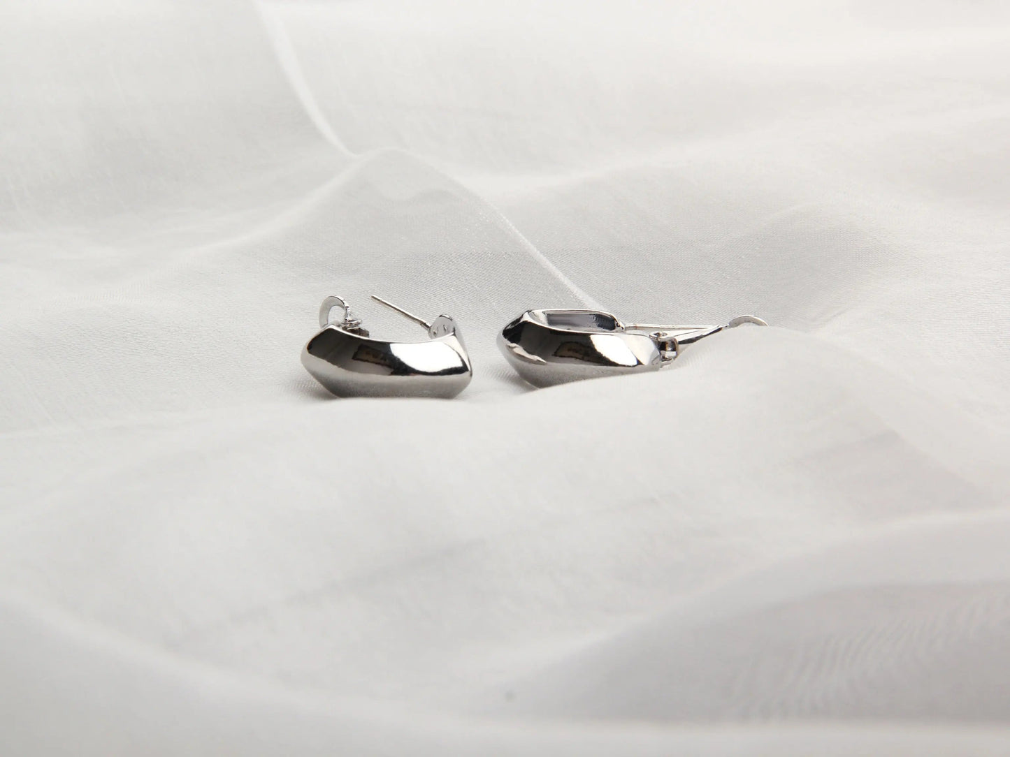 Minimalist Stainless Steel Waterdrop Square Hoop Earrings - Silver