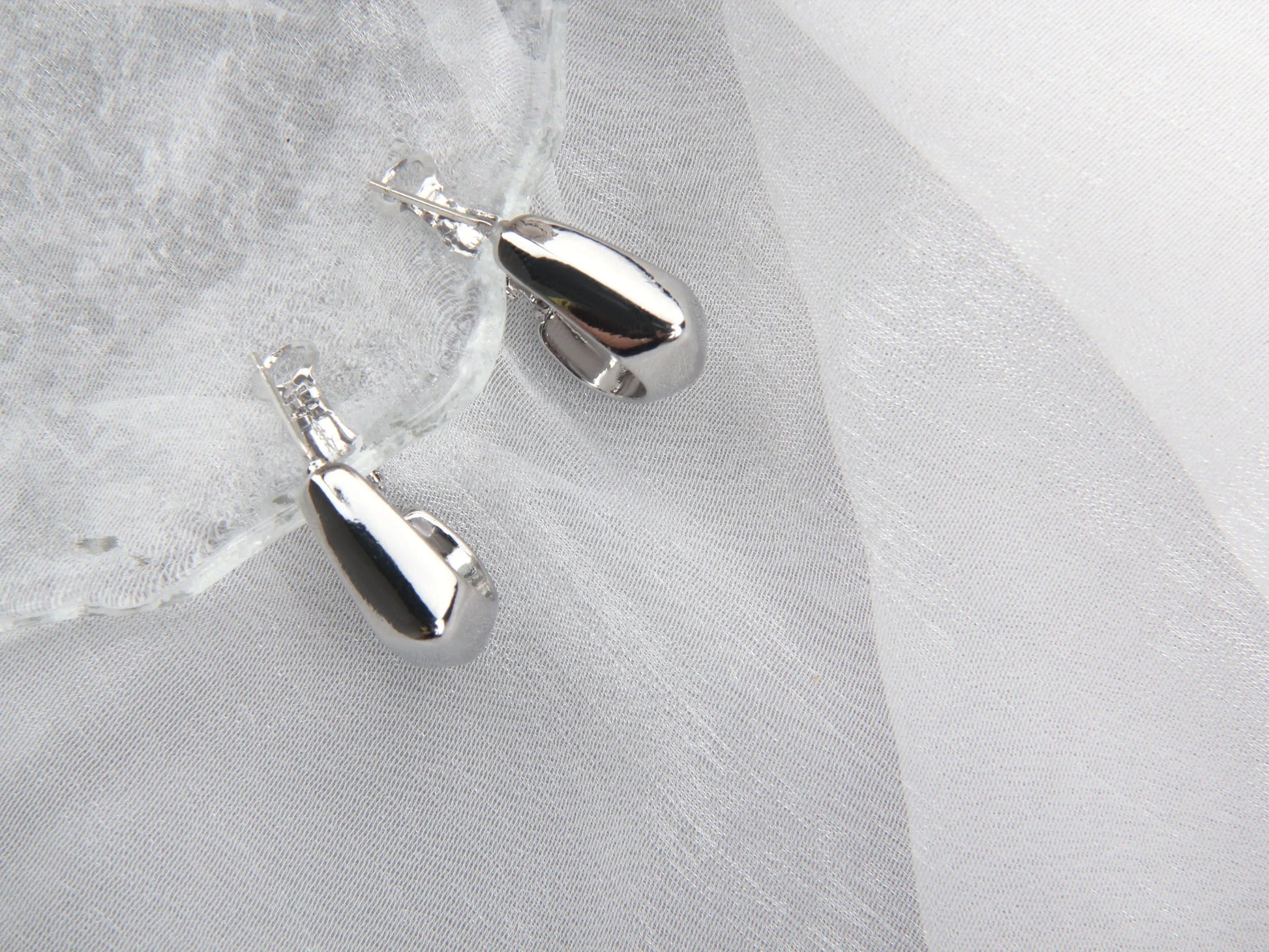 Minimalist Stainless Steel Waterdrop Square Hoop Earrings - Silver