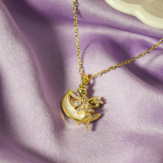 Moon Angel Golden Necklace Salty