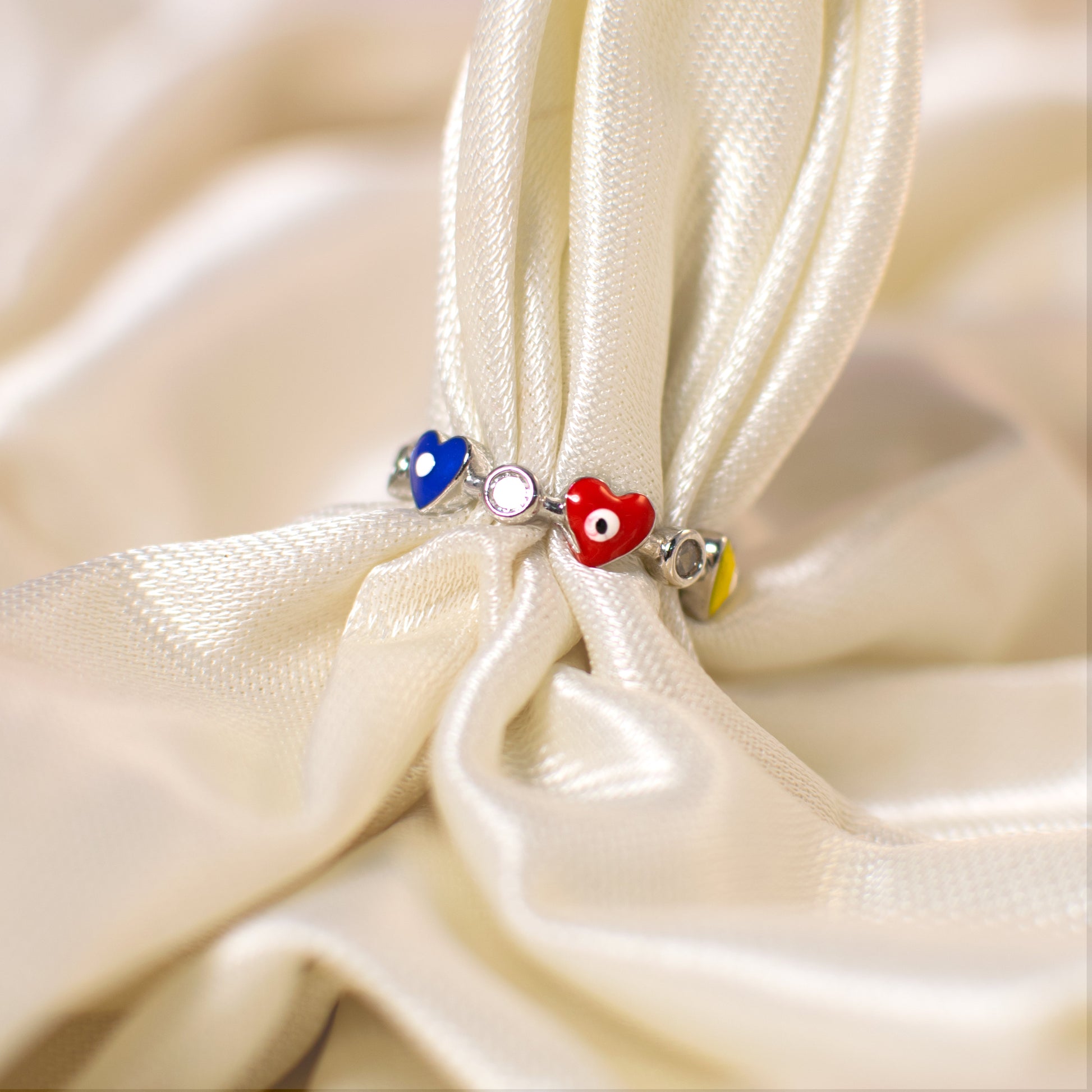 Multi Coloured Heart's Shield Ring Salty