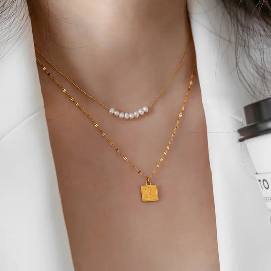Pearls Soiree Layered Necklace Salty