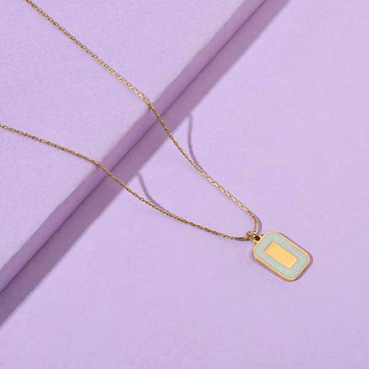 Green Block Gold Necklace