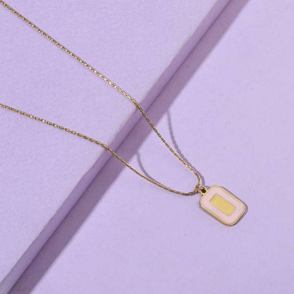 Pink Block Gold Necklace