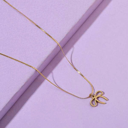 Golden Studded Bow Necklace