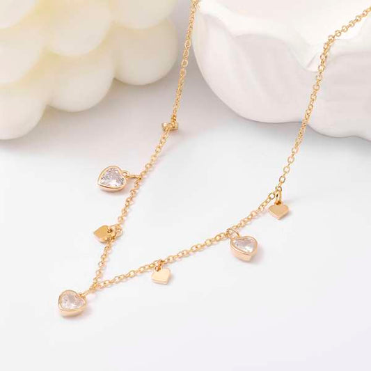 Crystal Heart Tassel Necklace