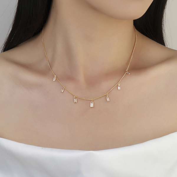 Diamond Drape Tassel Necklace