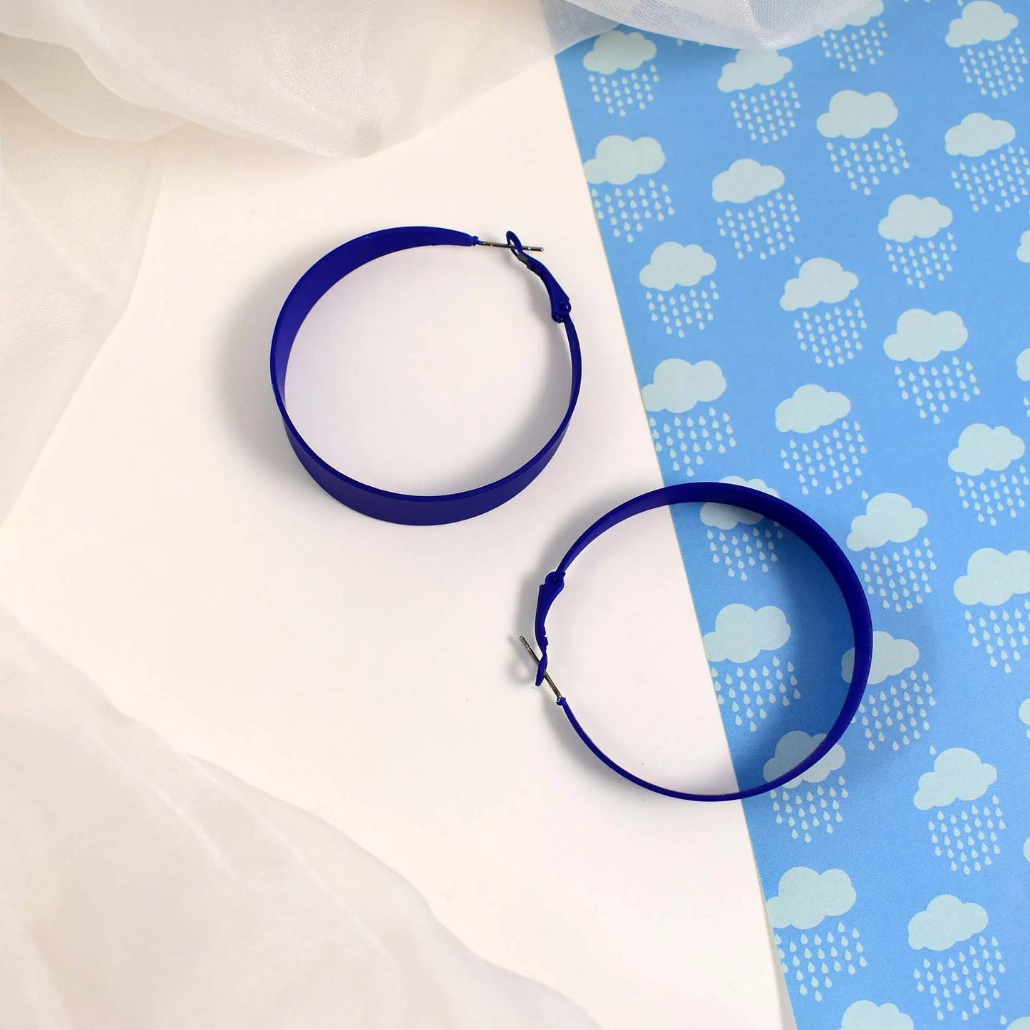 Neon Blue Circle Exaggerated Big Hoop Earrings