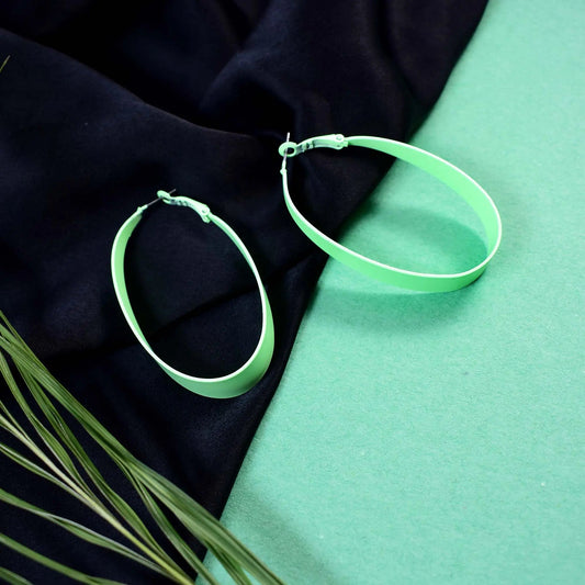 Neon Green Oval Exaggerated Big Hoop Earrings