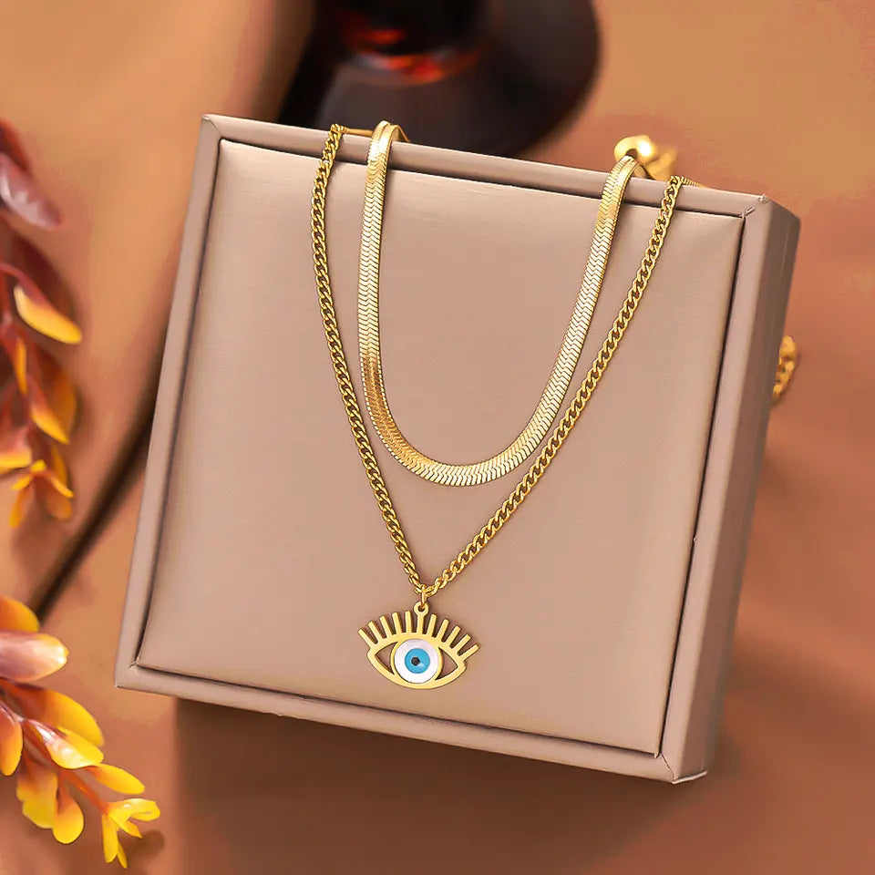 Nyx Evil Eye Necklace - Gold Salty