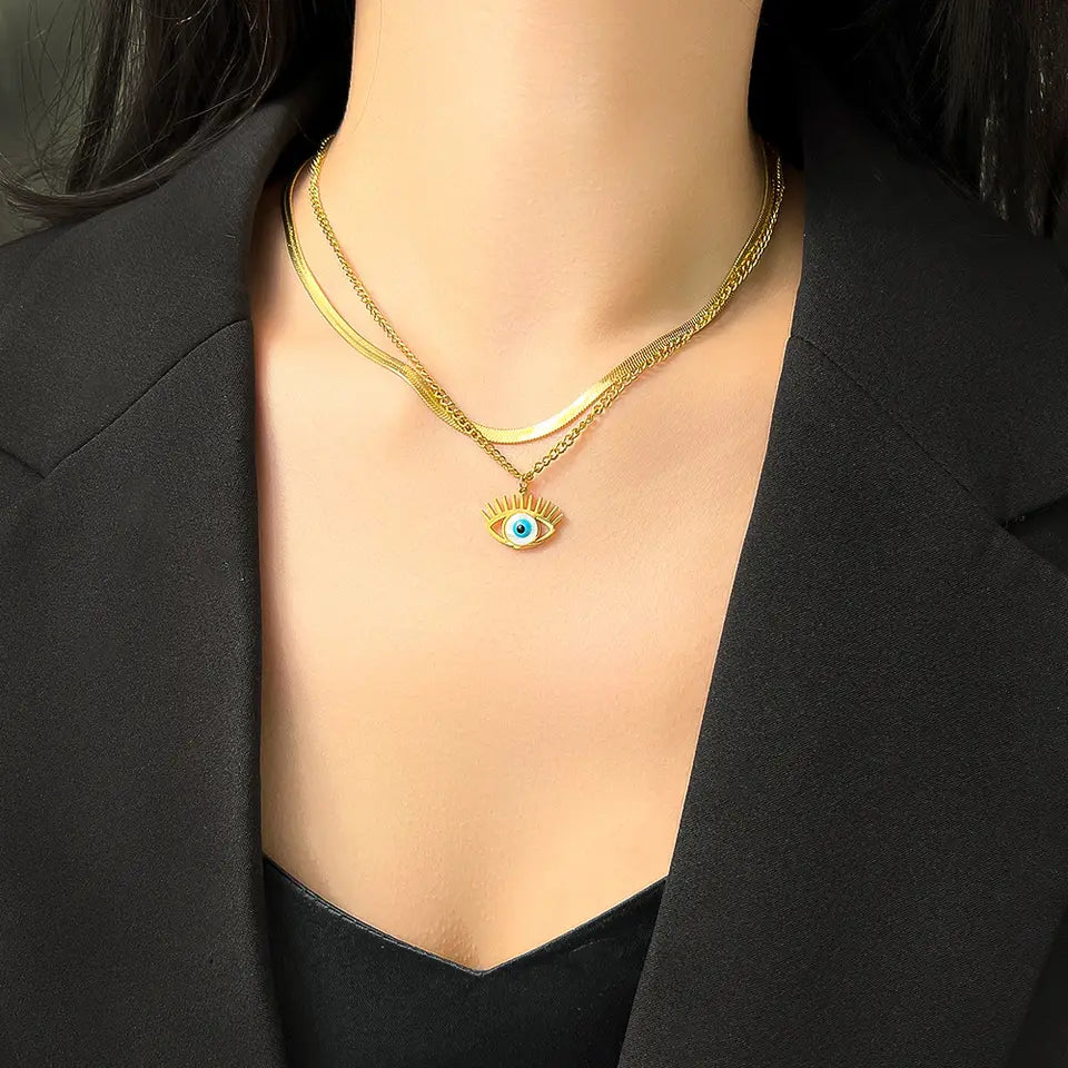 Nyx Evil Eye Necklace - Gold Salty