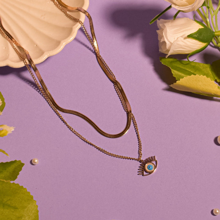 Nyx Evil Eye Necklace - Rose Gold Salty