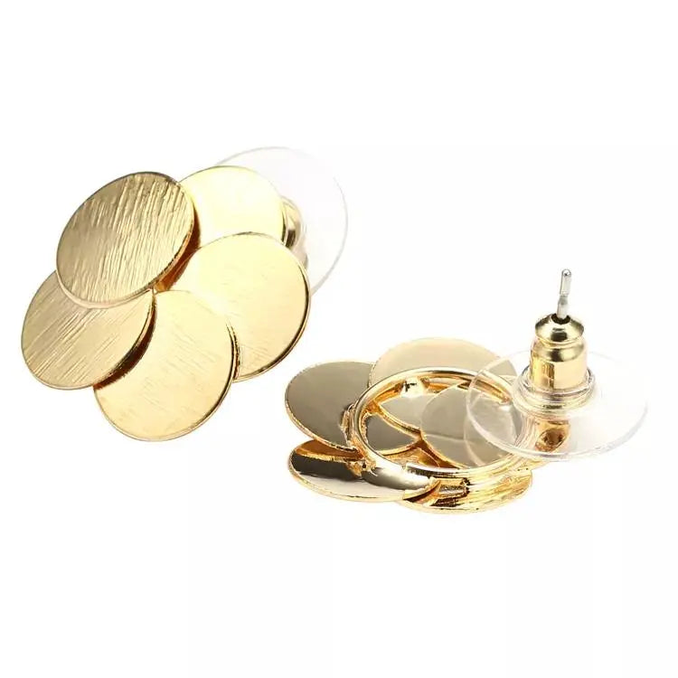 Overlap Metal Round Flower Stud Earrings | Salty