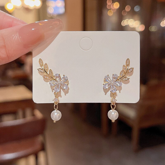 Petite Bloom Rhinestone Cascade Earring Salty