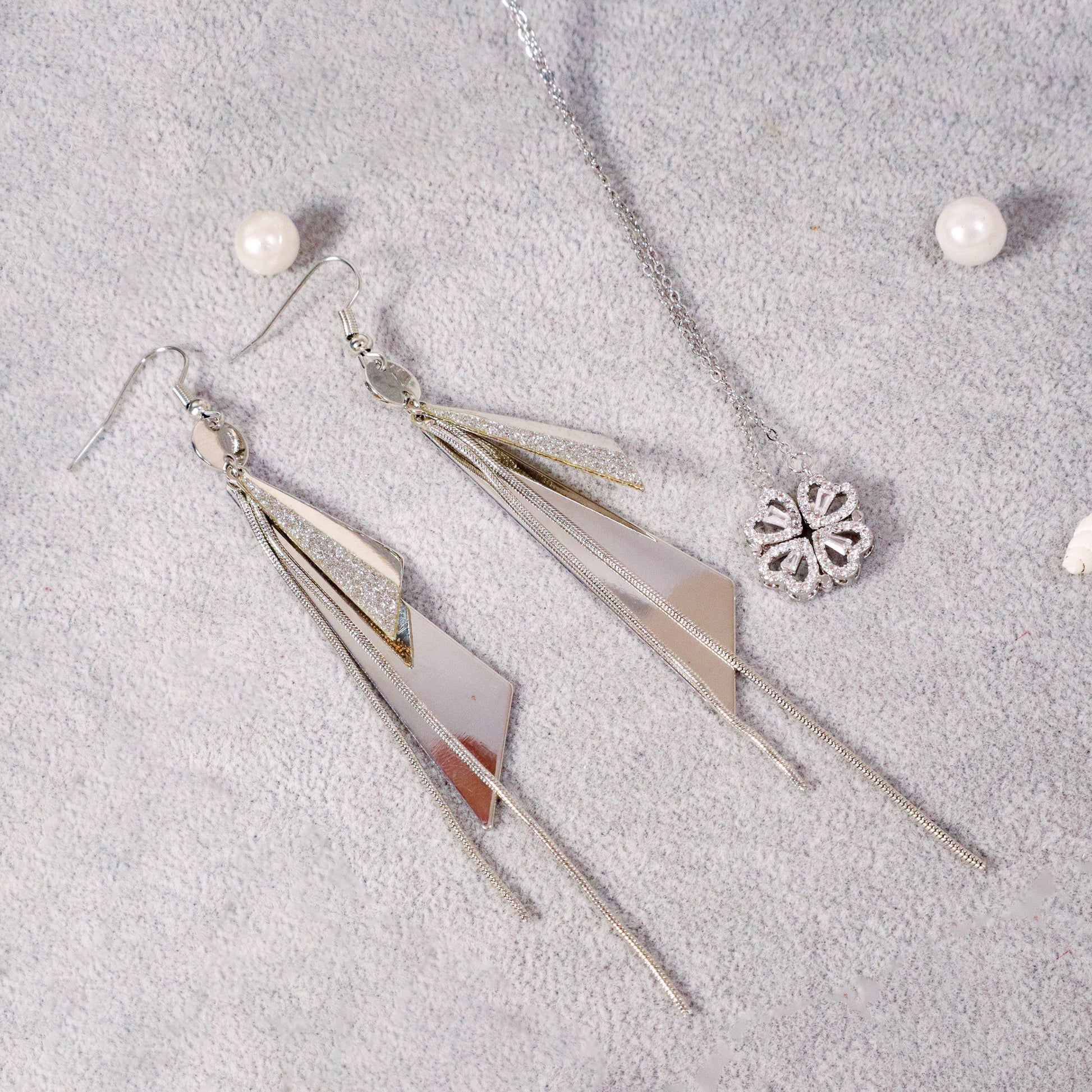 Picture Perfect silver Earrings and Necklace set