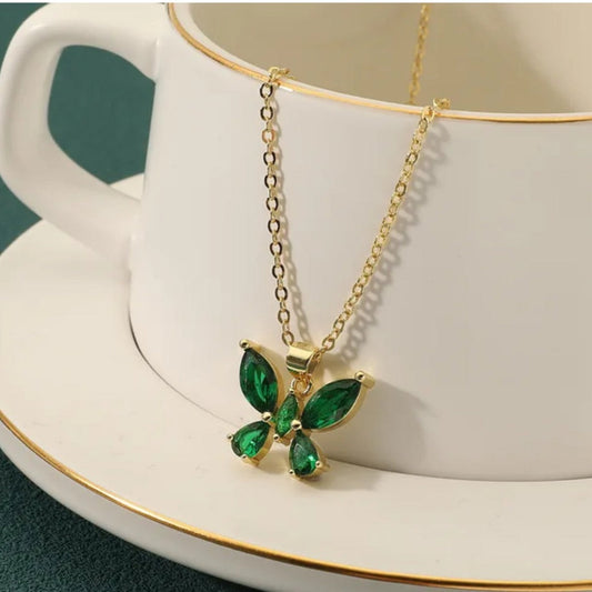 Emerald Flutter Butterfly Necklace Salty