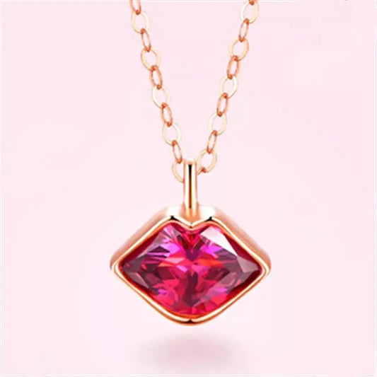Pink Lips Gold Charm Necklace | Salty