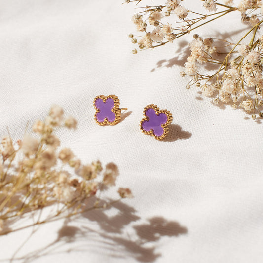 Plum Lucky Clover Studs Salty