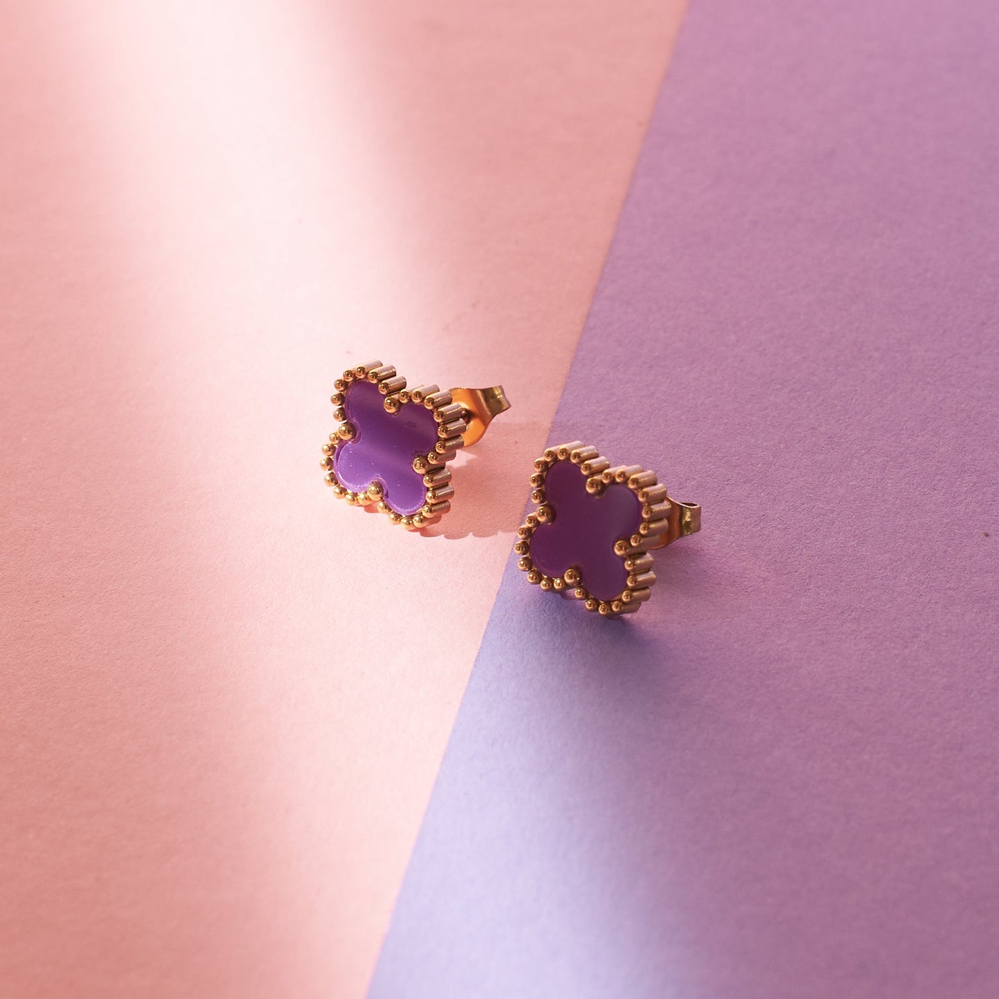 Plum Lucky Clover Studs Salty