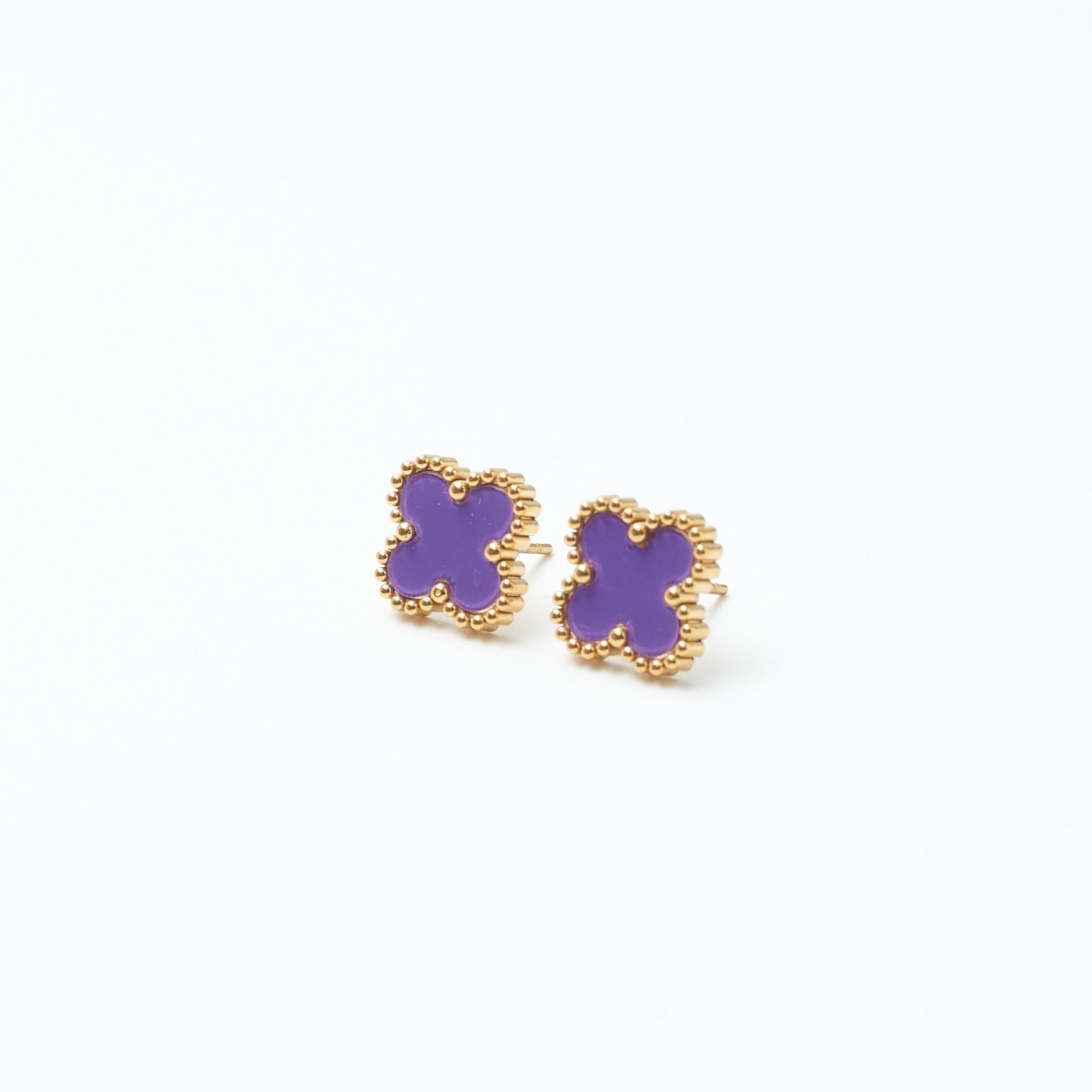 Plum Lucky Clover Studs Salty