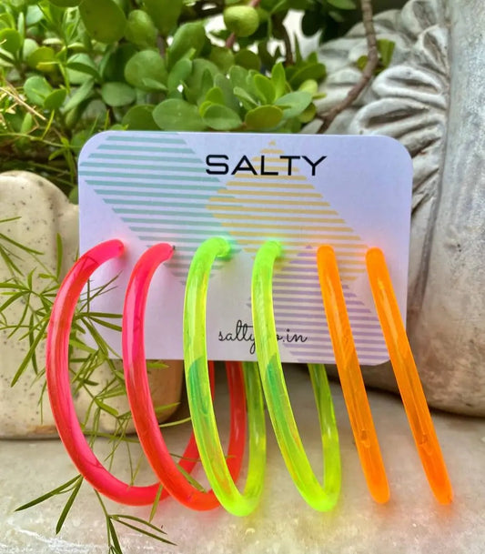 Punk Fluorescent Acrylic Party Glow-in-the-dark Hoop Earrings - Set of 3
