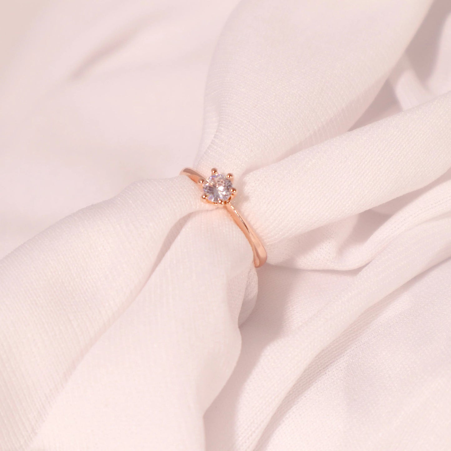 Banded crystal rose-gold ring
