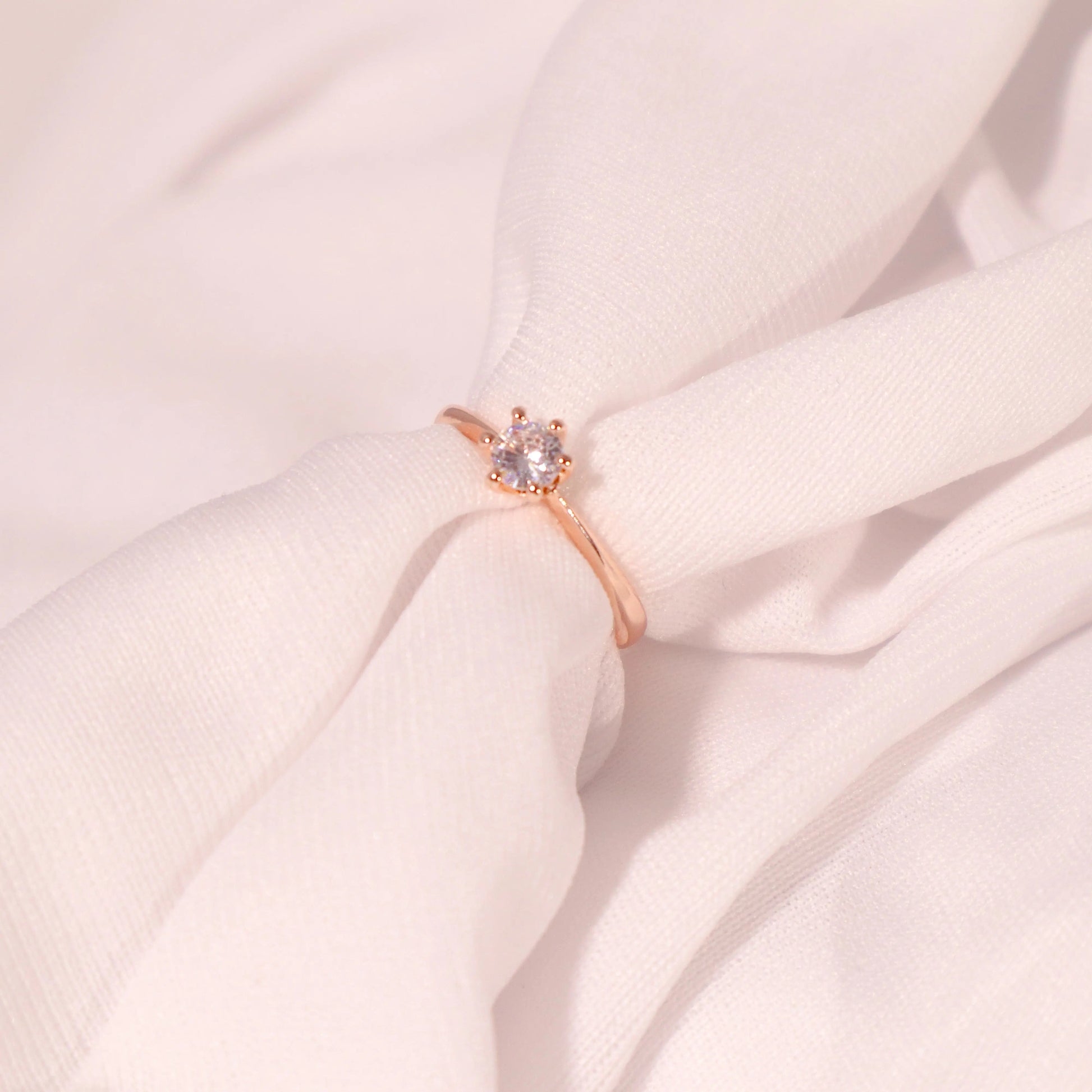 Banded crystal rose-gold ring