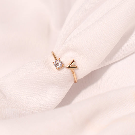"V" Crystal Ring