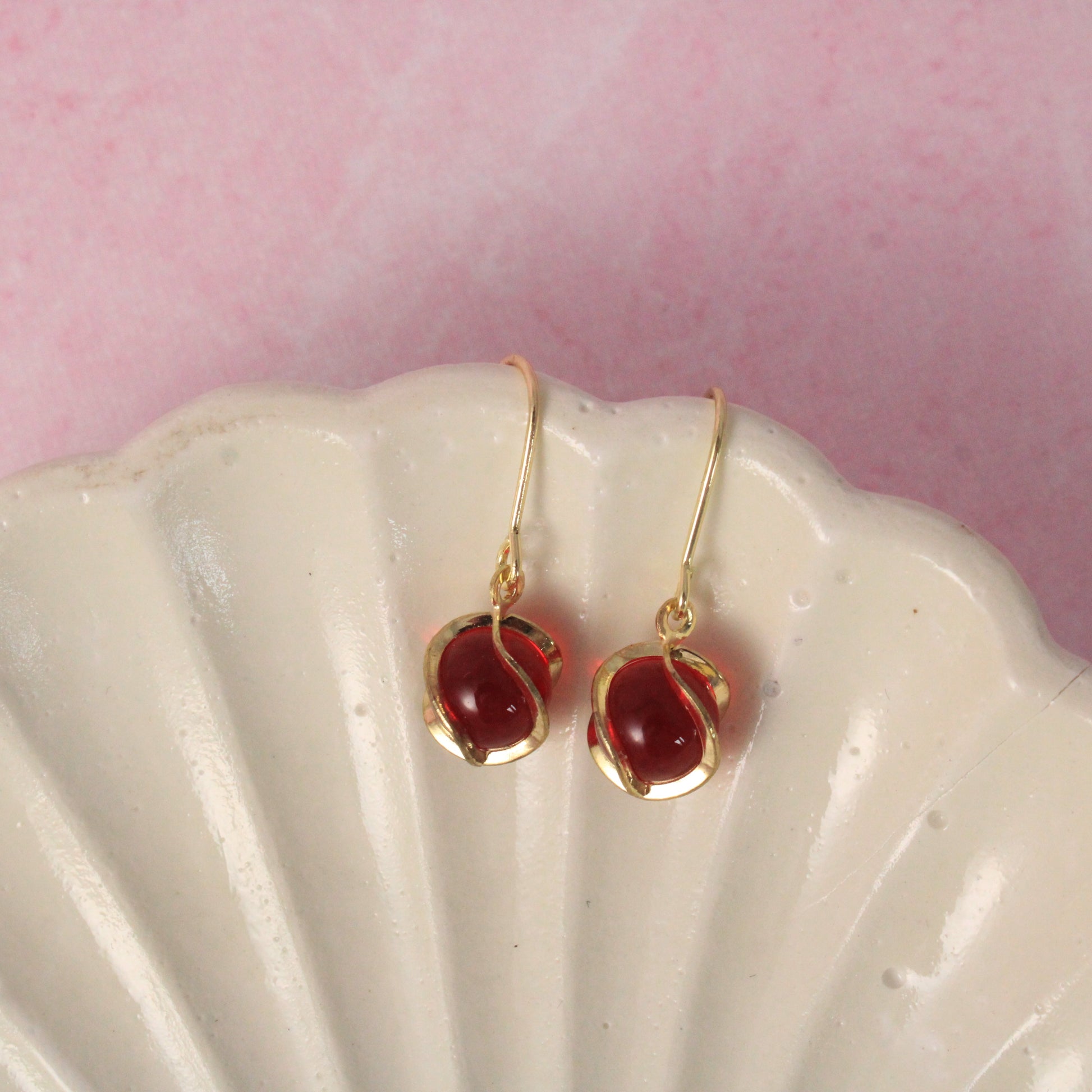 Red Opal Minimal Earrings Salty