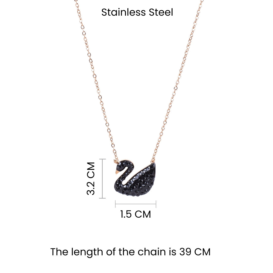 Black Night Studded Swan Necklace