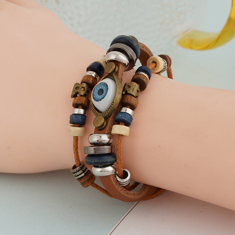 Evil Eye Leather Brown Band | Salty