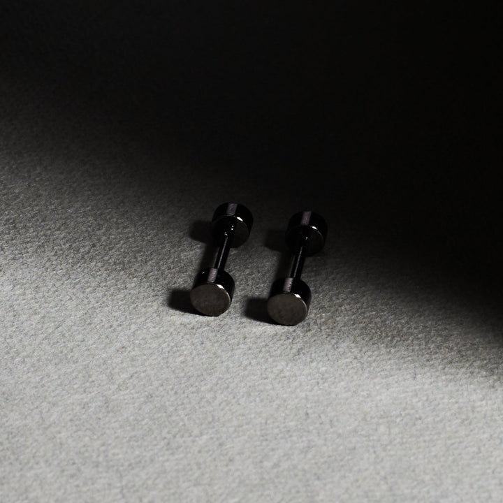 Black Dumbbell Stud Earrings | Salty